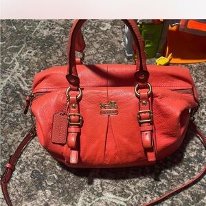 Coach Women's Vibrant Coral Leather Satchel